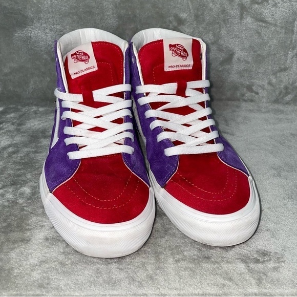 Vans Sk8-Suede Hi-Top Sneaker Red Purple Teal Checkered Midsole Custom Size 10.5 - Picture 2 of 11